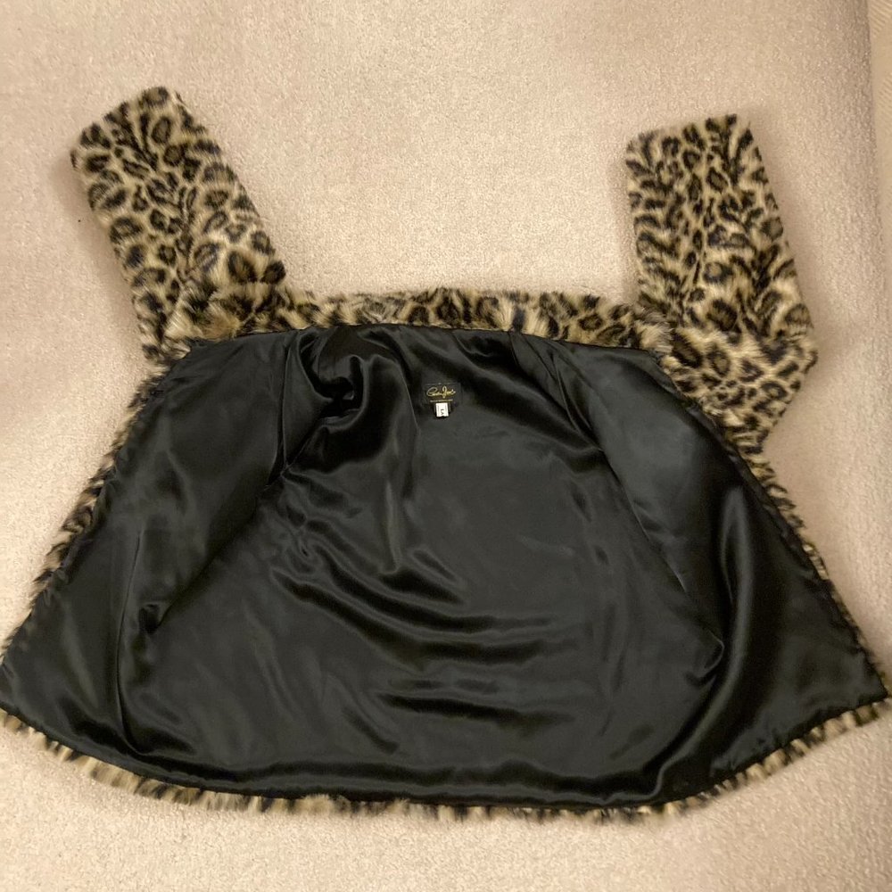 Vintage Faux Fur Animal Print Short Length Coat UK Size 16 - Picture 3 of 15
